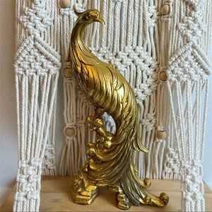 Vintage New York Gold Gilt Pheasant Peacock Bird Figurine Statue Made USA